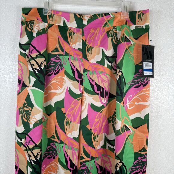 NWT Nine West Floral Culottes Pants Size XL Wide Leg Pull On Trouser Tropical - Picture 4 of 16